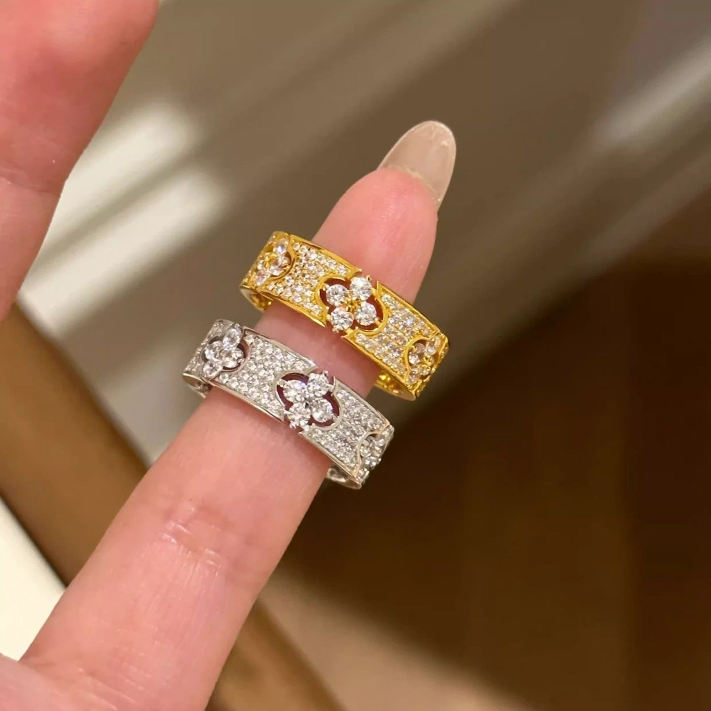 Chic Full Pave Flower Band Ring