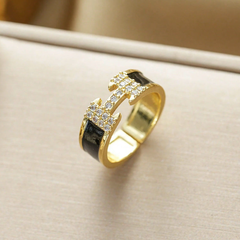 ASTRA H PAVÉ ENAMEL RING