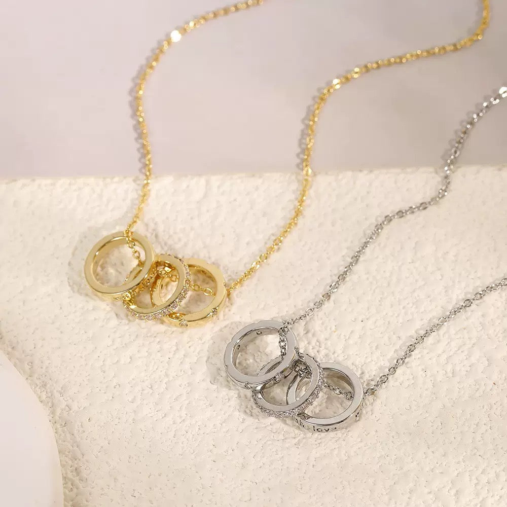 ASTRA® TRIPLE RING PAVÉ NECKLACE