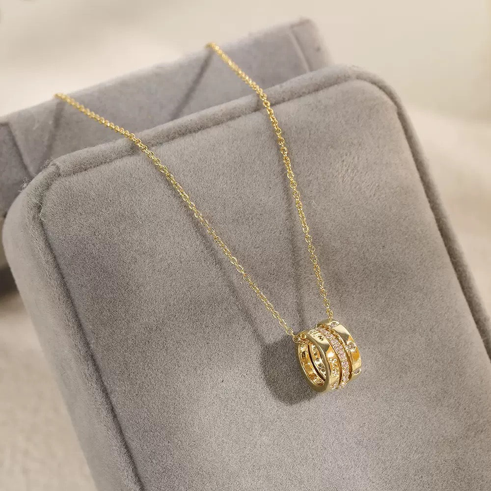 ASTRA® TRIPLE RING PAVÉ NECKLACE
