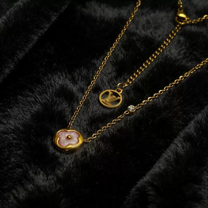 Domed Mother of Pearl Monogram Necklace