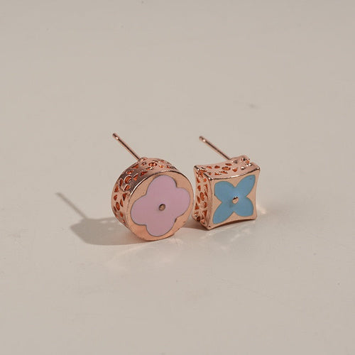 Chic AB-Style Monogram Rose Gold Earrings