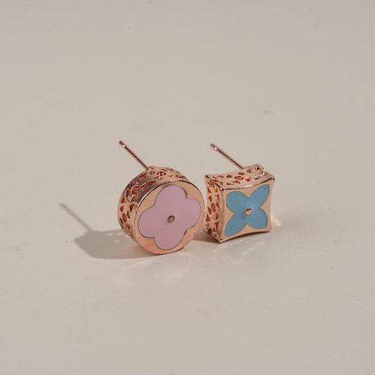 Chic AB-Style Monogram Rose Gold Earrings