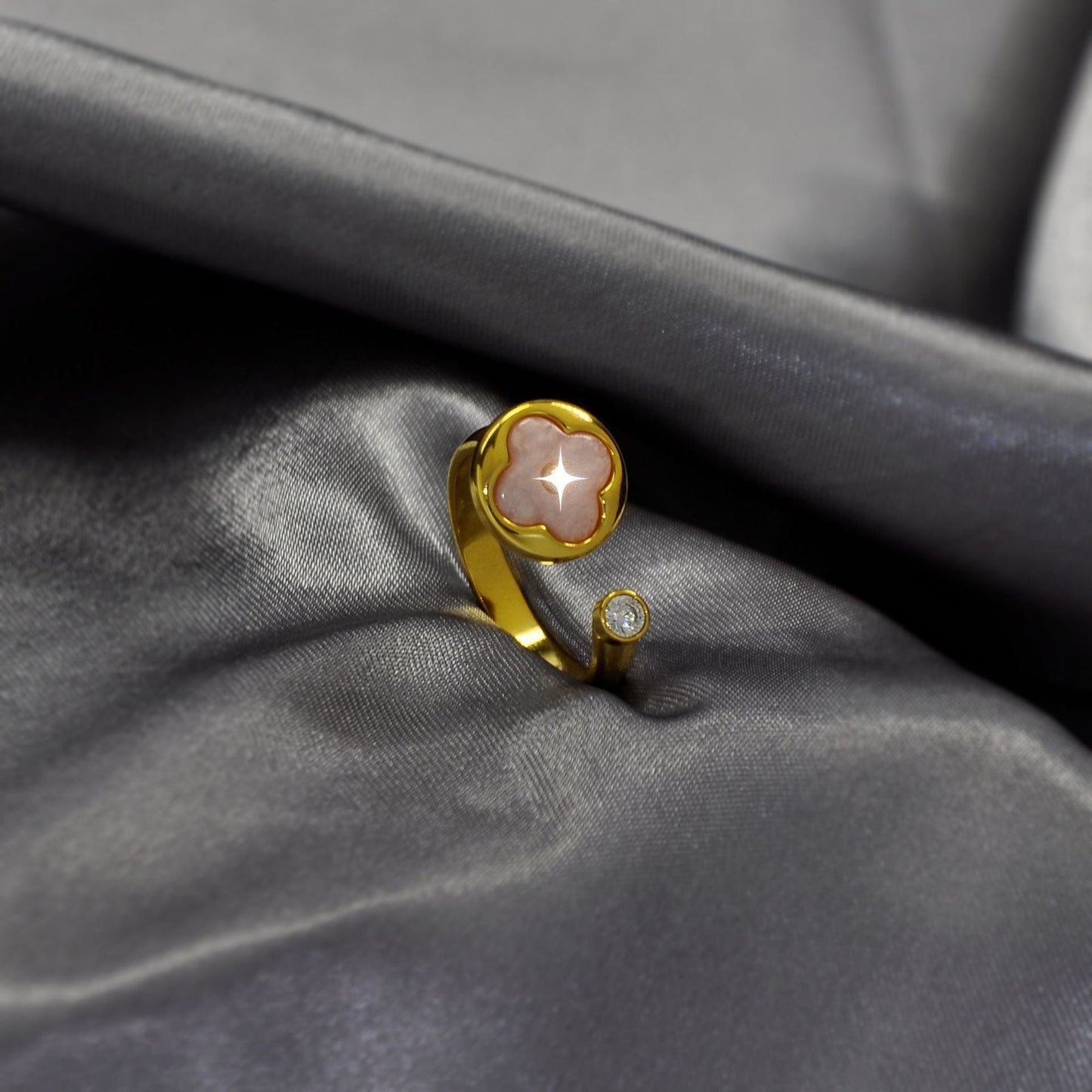 Vintage Monogram Mother of Pearl Disc Ring
