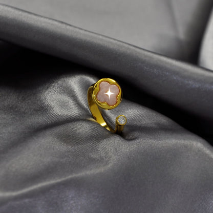 Vintage Monogram Mother of Pearl Disc Ring