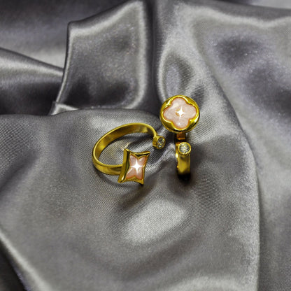 Vintage Monogram Mother of Pearl Disc Ring