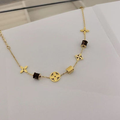 Monogram Cylinder Four-Leaf Clover Necklace