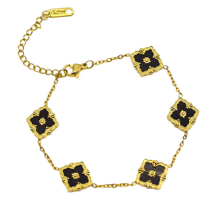 Vintage Enamel Quatrefoil Rhombus Bracelet