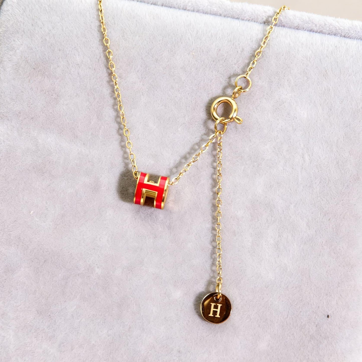 Mini 7mm Letter H Pendant Necklace