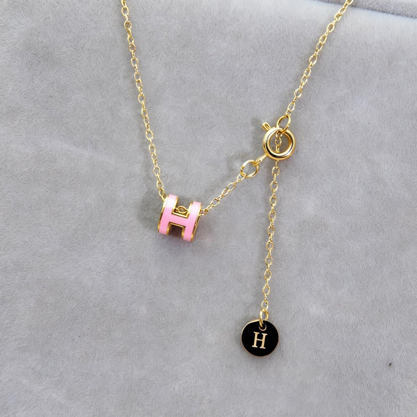 Mini 7mm Letter H Pendant Necklace