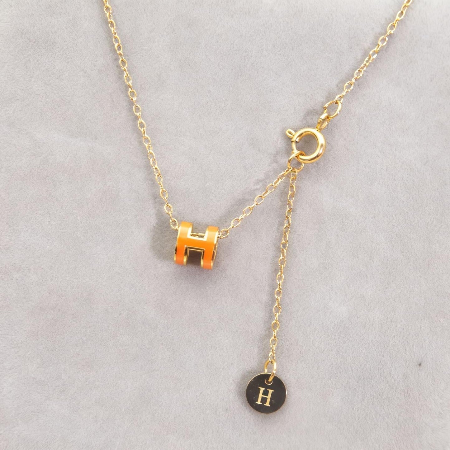 Mini 7mm Letter H Pendant Necklace