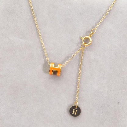 Mini 7mm Letter H Pendant Necklace