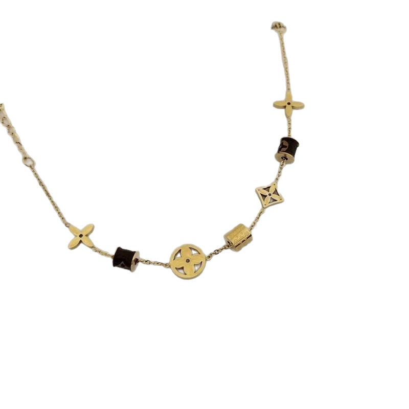 Monogram Cylinder Four-Leaf Clover Necklace