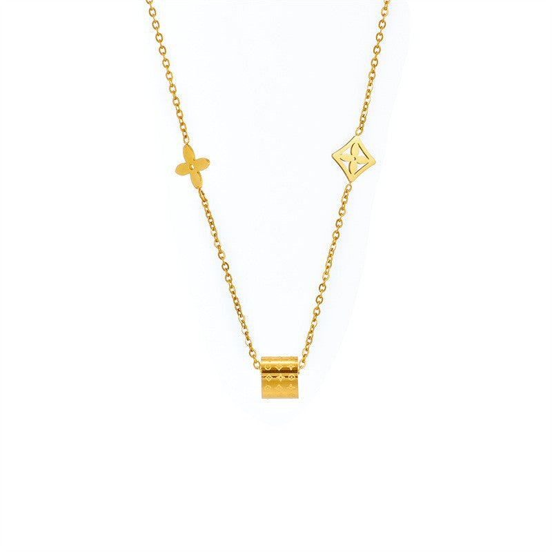 Chic Tarnish-Free Monogram Lucky Clover Choker