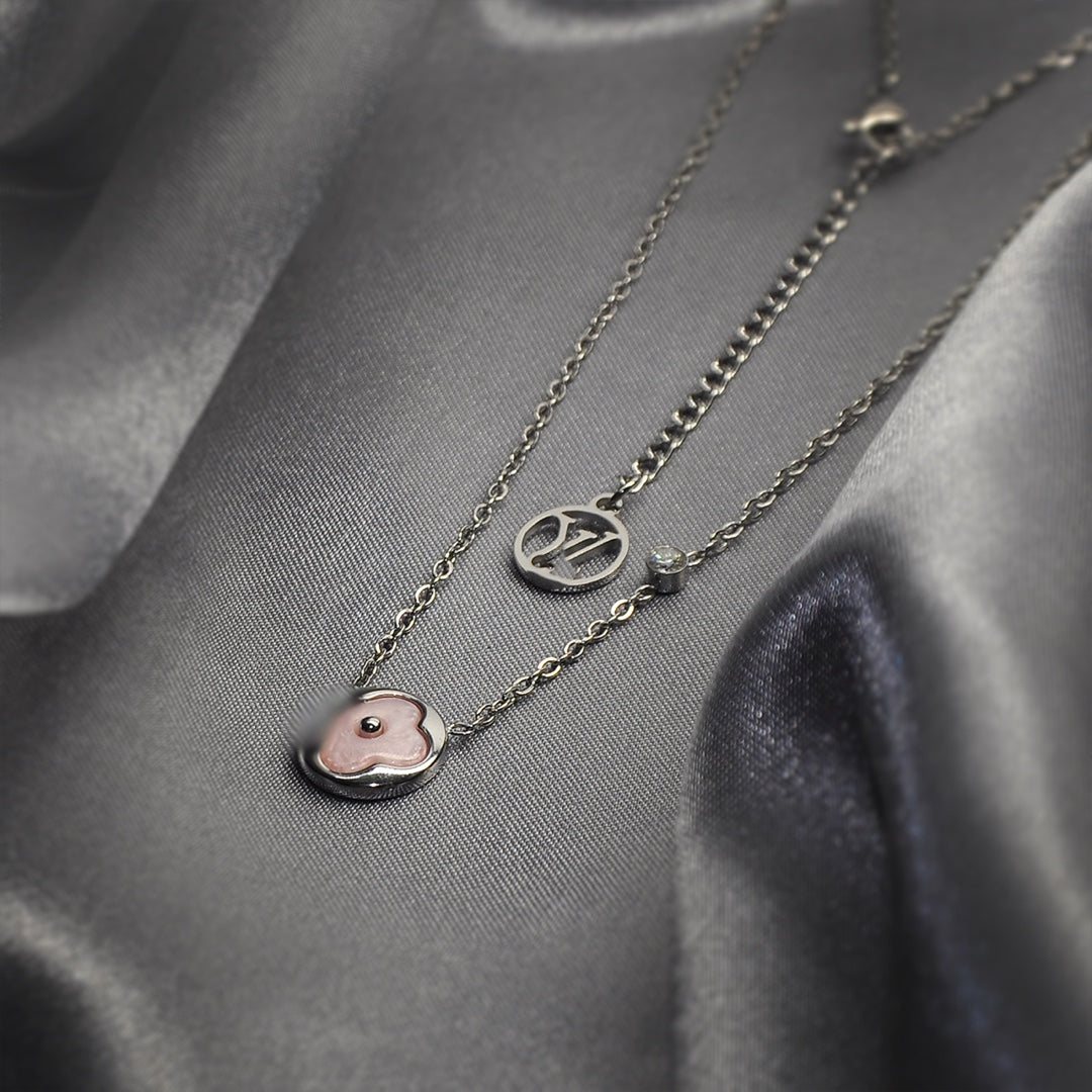 Domed Mother of Pearl Monogram Necklace