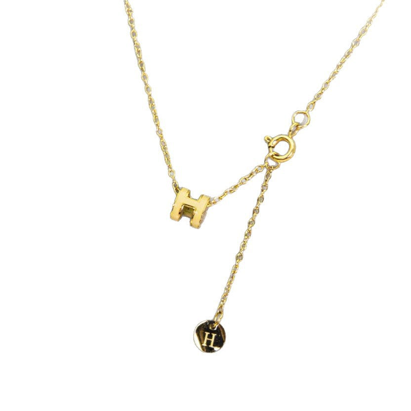 Mini 7mm Letter H Pendant Necklace
