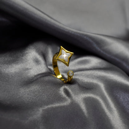 Vintage Monogram Mother of Pearl Disc Ring