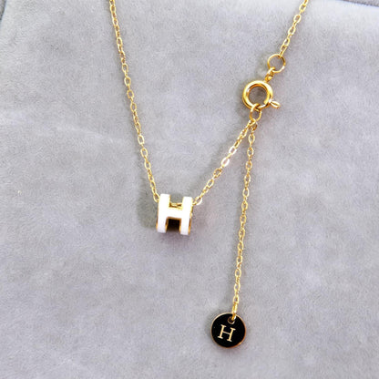 Mini 7mm Letter H Pendant Necklace