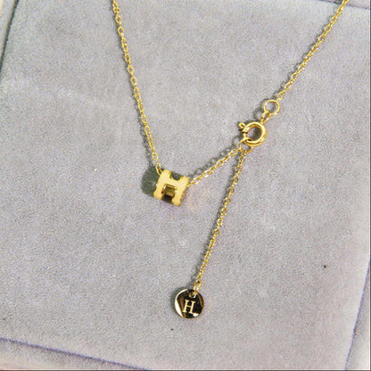 Mini 7mm Letter H Pendant Necklace