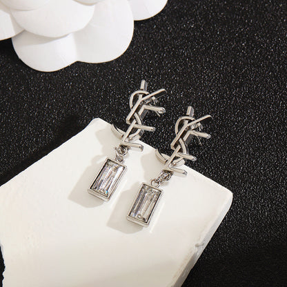 Chic Rhinestone Monogram Earrings