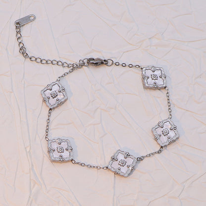 Vintage Enamel Quatrefoil Rhombus Bracelet