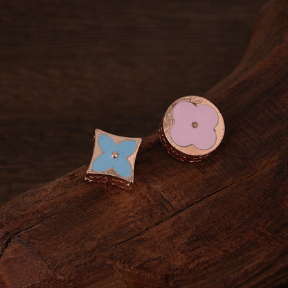 Chic AB-Style Monogram Rose Gold Earrings