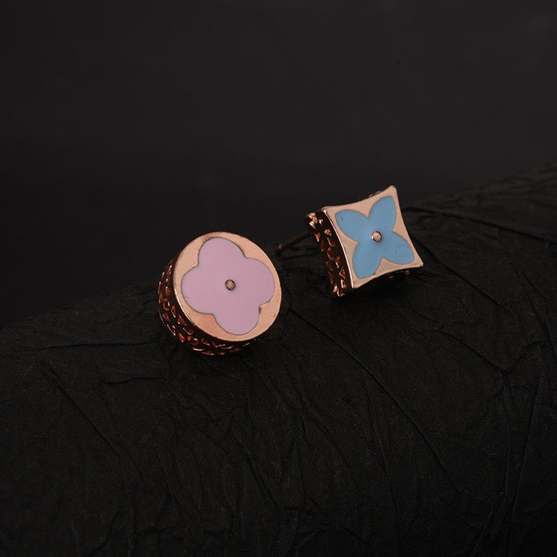 Chic AB-Style Monogram Rose Gold Earrings